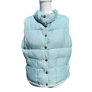 Vintage Ralph Lauren Polo Reversible Puffer Vest Blue Green Down Fill Womens M